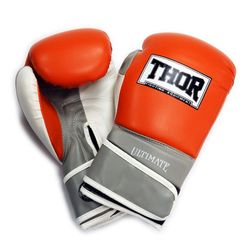 Боксерські рукавиці THOR ULTIMATE із шкірзаму (551-04PU-OR-GR-WH, Помаранчево-сірий)