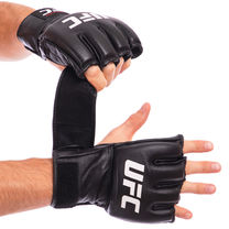 Перчатки для смешанных единоборств MMA кожаные UFC Pro (UHK-69908, черный)
