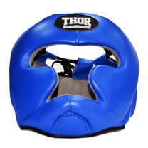 Шлем боксерский THOR 705 из натуральной кожи (705-Leather-BLUE, Голубой)