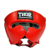Шлем боксерский THOR 716 из натуральной кожи (716-Leather-RED, Красный)
