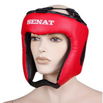 Шлем боксерский кожзам Красный SENAT