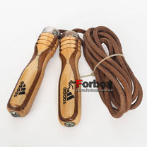 Скакалка боксерская Adidas с кожаным жгутом и деревянными ручками (ADIJRW01)