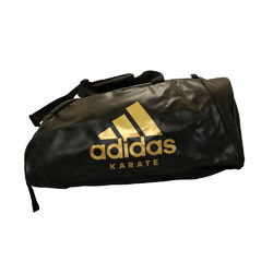 Сумка спортивная трансформер Adidas с логотипом Карате 62см*31см*31см из PU (ADIACC051K-BKWH-M, черно-золотой)