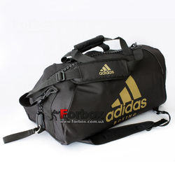 Сумка спортивная трансформер (сумка-рюкзак) Adidas с логотипом BOXING 62см*31см*31см (adiACC052B-BKGL, черно-золотой)
