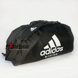 Сумка спортивна трансформер (сумка-рюкзак) Adidas з логотипом BOXING 56см * 29см * 29см (adiACC052B-BKWH-S, чорно-білий)