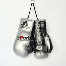 Сувенирные боксерские перчатки Adidas на 10 унций (ADIBGG02, черно-серебрянные)