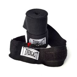 Бинти боксерські Everlast бавовна з еластаном 4.5м (4456R-180-BK, чорний)
