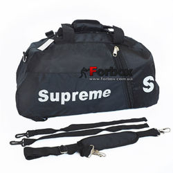 Спортивна сумка-рюкзак 2в1 Supreme з тканини 50*25*22 см (7191, чорна)