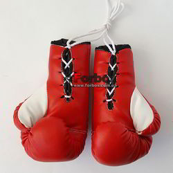 Боксерские перчатки TITLE для автографа 18см на шнурках (MRCG, красные)