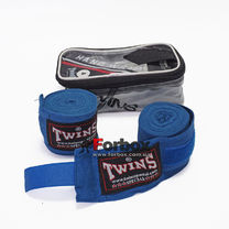Бинты боксерские Twins эластичные (005-bl, синий)