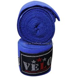 Бинти боксерські Velo з акредитацією AIBA еластичні (AIBA-4080, сині)
