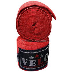 Бинты боксерские Velo с аккредитацией AIBA эластичные (AIBA-4080, красные)