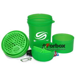 Шейкер 3х камерный для спортивного питания Smart Shaker Original 400+100+100 ml (FI-5053, зеленый)