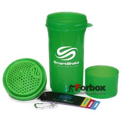 Шейкер 2х камерний для спортивного харчування Smart Shaker Slim 400+100 ml (FI-5054, зелений)