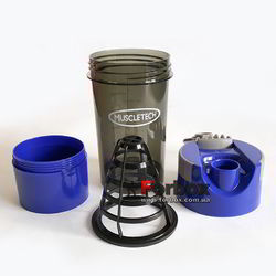 Шейкер 2х камерний для спортивного харчування Muscletech 500+100 ml (FI-7016, синій)