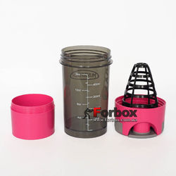 Шейкер 2х камерний для спортивного харчування Muscletech 500+100 ml (FI-7016, рожевий)