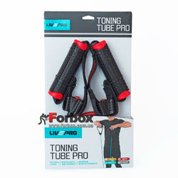 Эспандер трубчатый с ручками LivePro Toning Tube PRO (LP8405-M, черный)