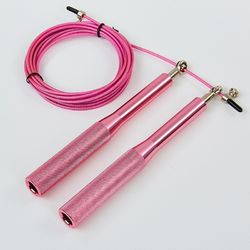 Скакалка скоростная CIMA Кроссфит на подшипниках с алюминиевыми ручками (CM-J601, розовый)