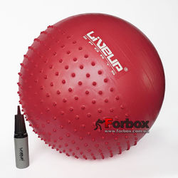 Мяч для фитнеса (фитбол) полумассажный LiveUp Half Massage Ball (LS3569-65, красный)