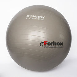 М'яч для фітнесу (фітбол) гладкий 55см Power System (PS-4011-55, сірий)