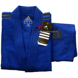 Кимоно для дзюдо Adidas Club 350 гм2 (J350В, синее с черными полосами)
