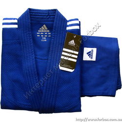 Кимоно для дзюдо Adidas Club 350 гм2 с белыми полосами (j350, синее)