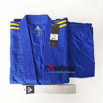 Кимоно для дзюдо Adidas Club 350 гм2 (J350В, синее с желтыми полосами)