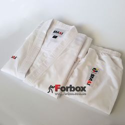 Кимоно для карате WKF SMAI Jin Kumite Gi с полосами на плечах (AS-034W, белое)