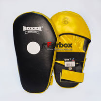 Лапы кикбоксерские увеличенные Boxer из натуральной кожи (2007-01, черно-желтые)