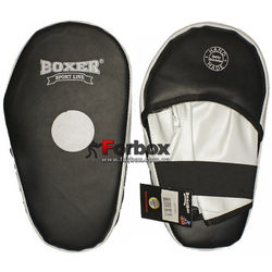 Лапы боксерские прямые Boxer из натуральной кожи (2006-01, черно-белые)