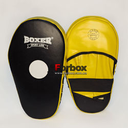 Лапы боксерские прямые Boxer из натуральной кожи (2006-01, черно-желтые)