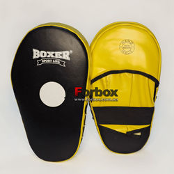 Лапи боксерські прямі Boxer з натуральної шкіри (2006-01, чорно-жовті)