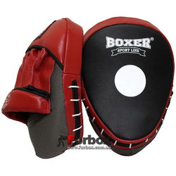 Лапы боксерские гнутые Boxer Элит кожаные (2012-01, черно-красные)
