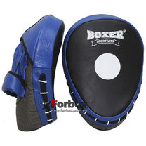 Лапы боксерские гнутые Boxer Элит кожаные (2012-01, черно-синие)