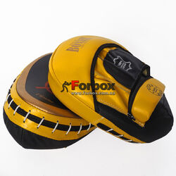 Лапи боксерські гнуті Boxer Еліт шкіряні (2012-01, чорно-жовті)