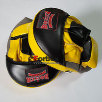 Лапы боксерские гнутые Boxer Элит кожаные (2012-01, черно-желтые)