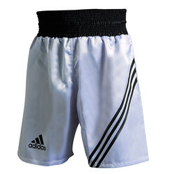 Шорты боксерские Adidas профессиональные Multi (ADISMB02, серебро с черными полосами)