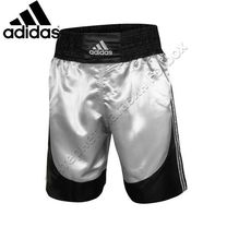 Шорты боксерские Adidas профессиональные Multi (ADISMB03, серебро с черными вставками)