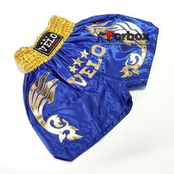 Шорти для тайського боксу VELO (ULI-9200-B, сині із золотом)