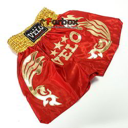 Шорти для тайського боксу VELO (ULI-9200-R, червоні із золотом)