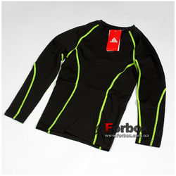 Компрессионная футболка подростковая с длинным рукавом Lidong (LD-1001T-G, черно-зеленая)