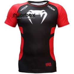 Компрессионная футболка (рашгард) с коротким рукавом Venum (CO-1762-R, черно-красный)