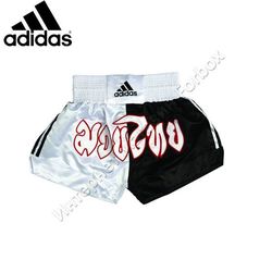 Шорты для муай тай Adidas Half-Half (ADISTH01, черно-белые)