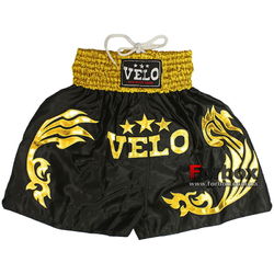 Шорты для тайского бокса VELO (ULI-9200, черно-желтые)