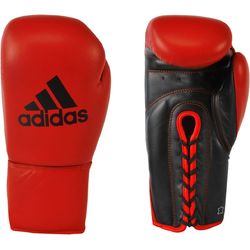 Профессиональные перчатки для бокса Adidas Combat из кожи (ADIBC04-RDBK, красно-черные)