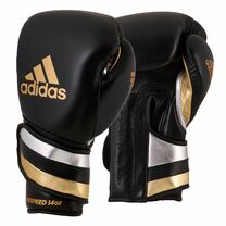 Боксерские перчатки Adidas Speed 501 AdiSpeed Strap Up (ADISBG501PRO-BK, черно-золотые)