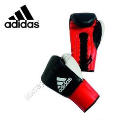 Рукавиці для професійніго боксу Adidas Dynamic Profi на шнурках (ADIBC10, чорні)