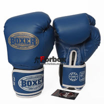 Боксерские перчатки Boxer с широким манжетом из кожзама (2122С, синий)