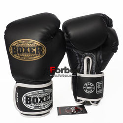 Боксерские перчатки Boxer с широким манжетом из кожзама (2122Ч, черные)