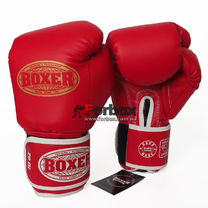 Боксерские перчатки Boxer с широким манжетом из кожзама (2122К, красные)